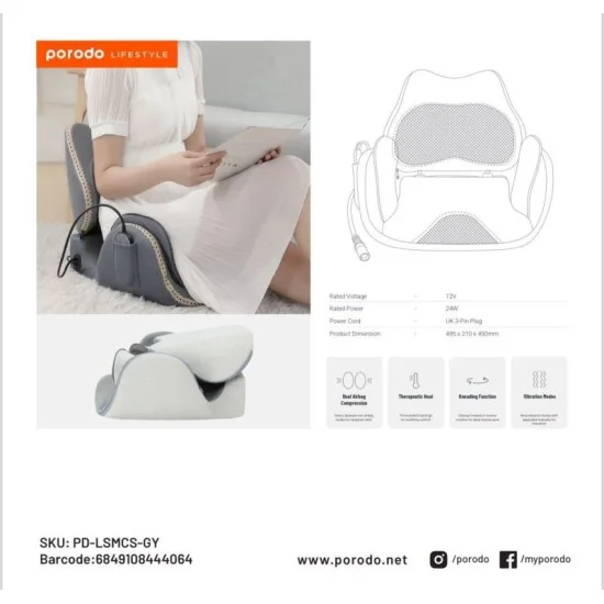 Porodo Lifestyle Lumbar Support Cushion Massager